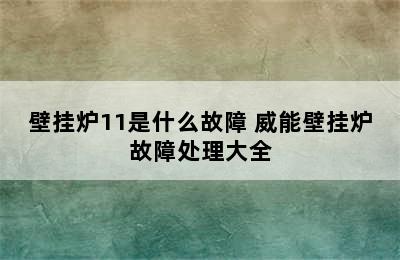 壁挂炉11是什么故障 威能壁挂炉故障处理大全